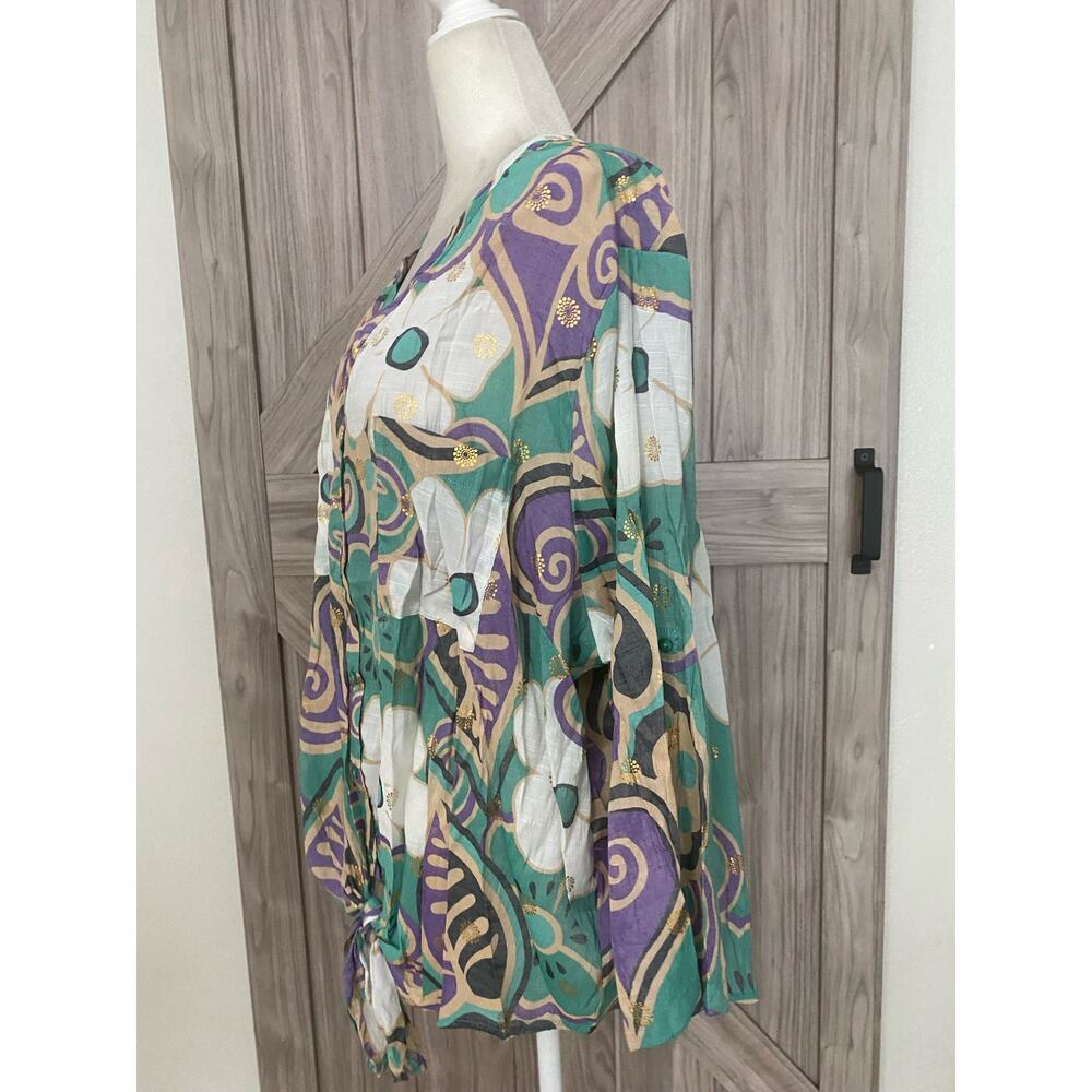 Harve Benard floral button front top 3X - Picture 6 of 9